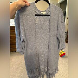 Loft Light Blue Fringe Sweater